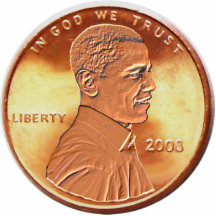 Moeda de um centavo de Obama Fotoescultura
