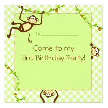 Monkeying ao redor o Partido Verde convide Convites Personalizados