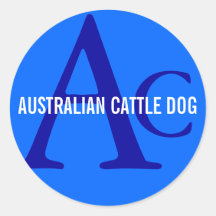 Monograma australiano do cão do gado adesivo em formato redondo