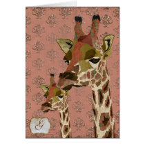 Monograma chamativo Notecard do rosa dos girafas d cartões