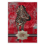 Monograma cor-de-rosa Notecard da zebra Cartões