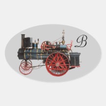 MONOGRAMA DA LOCOMOTIVA DE VAPOR DO VINTAGE ADESIVOS EM FORMATO OVAL