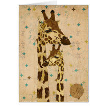 Monograma de bronze dourado Notecard dos girafas cartões