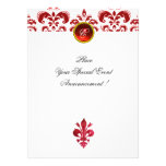 MONOGRAMA DE VERMELHO FLEUR DE LISE DAMASCO CONVITE