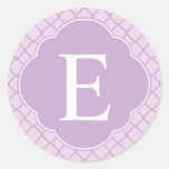 Monograma do costume de Quatrefoil da lavanda Adesivos Redondos