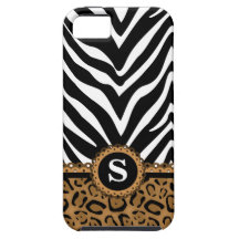 Monograma do impressão da zebra e do leopardo capa iPhone 5 Case-Mate