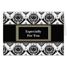 Monograma dourado barroco elegante preto & branco cartões