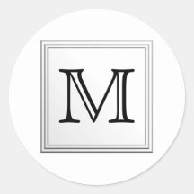 Monograma feito sob encomenda impresso. Preto e br Adesivo Em Formato Redondo
