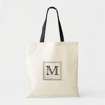 Monograma feito sob encomenda impresso. Preto e br Bolsas De Lona