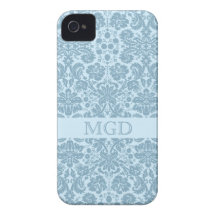 Monograma floral de turquesa do nouveau da arte do capa iPhone 4 Case-Mate
