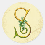 Monograma irlandês S do ouro Adesivos