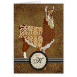 Monograma luxuoso Notecard do lama Cartoes
