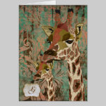 Monograma Notecard do damasco dos girafas de Rosa cartões