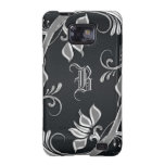 Monograma preto de prata "B" floral Capas Samsung Galaxy S2
