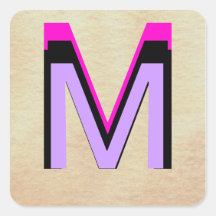 Monogramas - letras - alfabetos - CricketDiane Adesivo Em Forma Quadrada