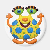 Monstro amarelo manchado imã de refrigerador