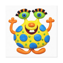 Monstro amarelo manchado impressão em canvas