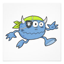 monstro azul pequeno parvo do pirata convite