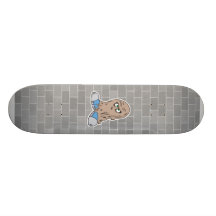 monstro engraçado do cabelo com calçados skates