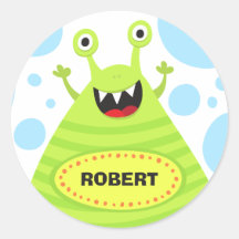 Monstro engraçado etiqueta de nome personalizada p adesivo