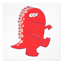 monstro eyed de Dino do vermelho três Convites Personalizados