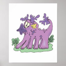 monstro roxo engraçado poster