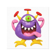 Monstro roxo pateta impressão de canvas envolvida