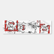 Monstro vermelho dos desenhos animados adesivos