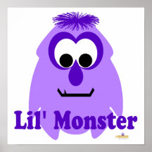 Monstro violeta de Lil do monstro pequeno Posters