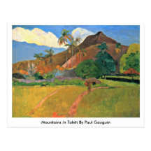 Montanhas em Tahiti por Paul Gauguin Cartoes Postais
