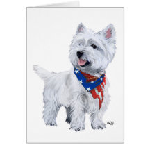 Montanhas Terrier branco ocidentais patriótico Cartões