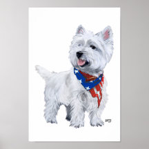 Montanhas Terrier branco ocidentais patriótico Pôsteres