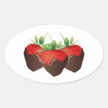 Morango do chocolate adesivos em formato ovais
