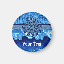 Mosaico azul abstrato das ondas de oceano da terra imãs