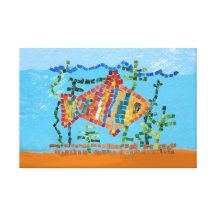 Mosaico dos peixes impressão de canvas esticada