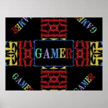 Mosaico video moderno do Gamer Pôsteres
