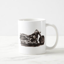 Motocicleta gorda clássica do menino canecas