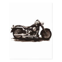 Motocicleta gorda clássica do menino cartão postal