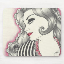 Mouse Pad Mulher Retro
