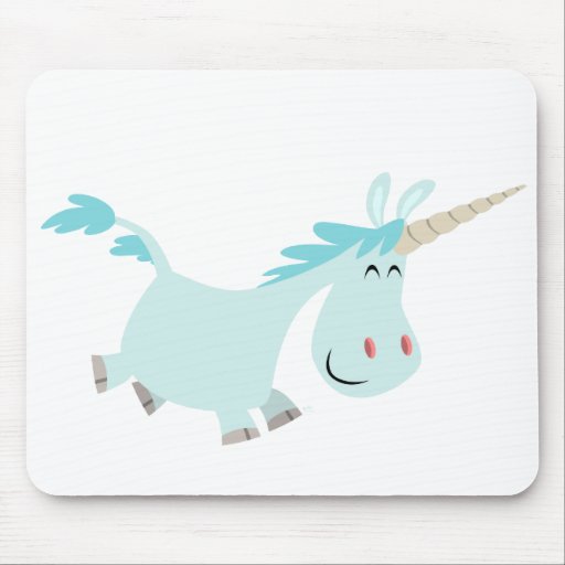Mousepad azul do unicórnio dos desenhos animados