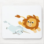 Mousepad bonito do leão e do unicórnio dos desenho