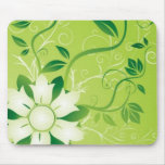 mousepad da flor verde e branca