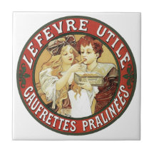Mucha - biscoitos LeFevre-Utile - Nouveau Azulejos De Cerâmica