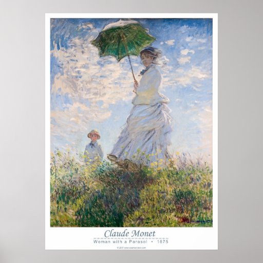 Mulher com um parasol - senhora Monet e seu filho Pôsteres