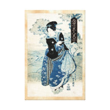 Mulher japonesa legal da senhora da gueixa do ukiy impressão de canvas envolvidas