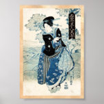 Mulher japonesa legal da senhora da gueixa do ukiy pôsteres