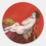Mulher no sofá vermelho adesivos