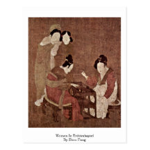 Mulheres em Triktrakspiel pelo colmilho de Zhou Cartao Postal