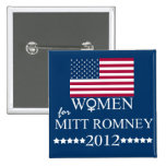 Mulheres para Mitt Romney 2012+E.U. Bandeira Pins