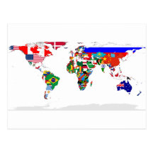 mundo embandeirado cartão postal